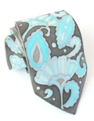 Silver Blue Paisley tie