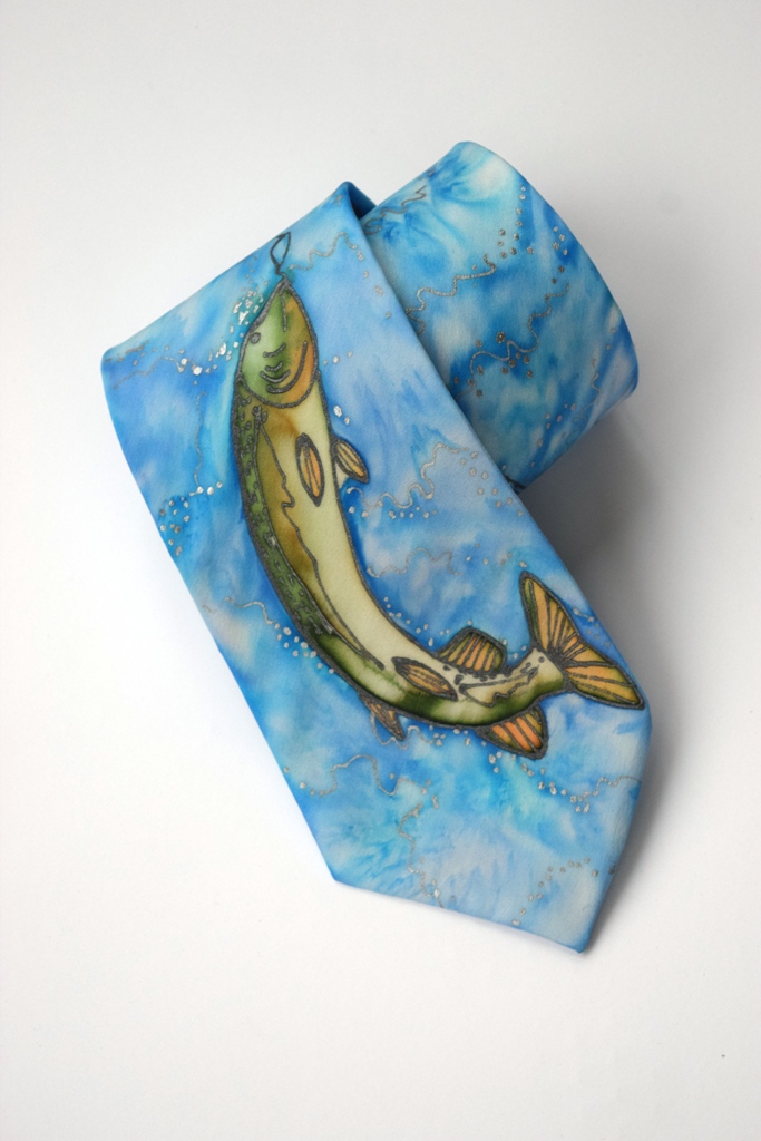 Big Fish Fishing Tie, fishermans tie, fish tie, mens necktie