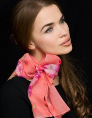 Coral Cherry Blossom Scarf