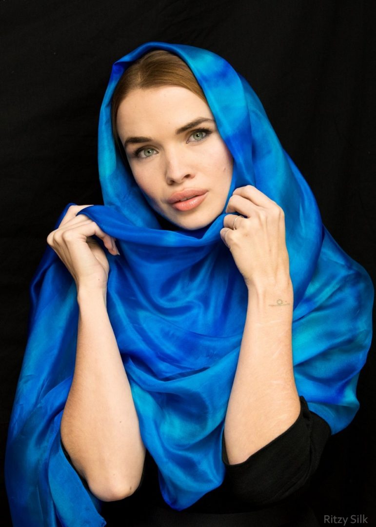 Turquoise Blue Silk Wrap