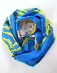 Blue Flapper Girl Silk Scarf