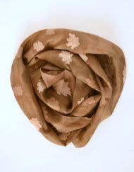 Brown Batik Leaves Silk Scarf