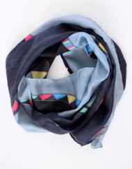 Abstract Grey Black Silk Scarf