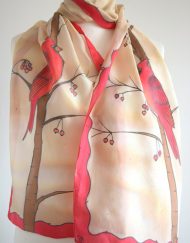 Red Cardinal Bird silk Scarf
