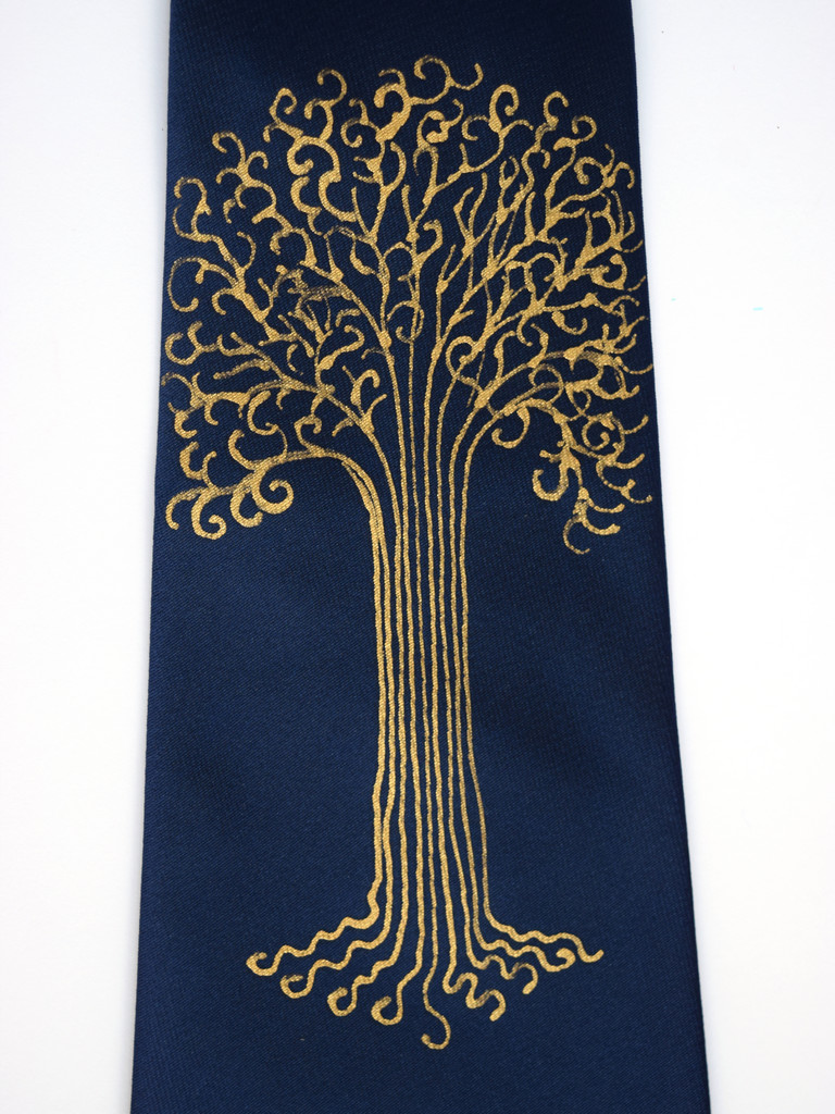 Blue Gold Tree Tie