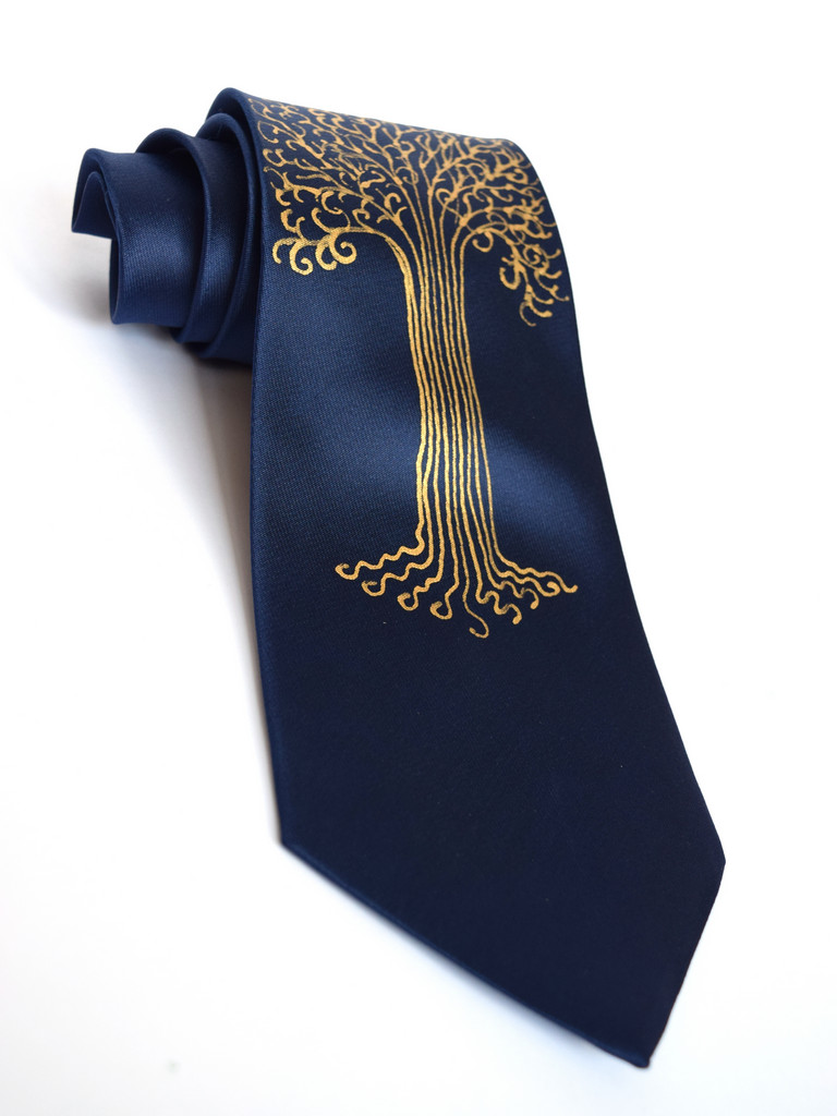 Blue Gold Tree Tie