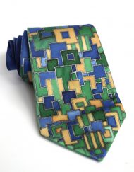Blue Green Squares Tie
