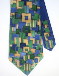 Blue Green Squares Tie