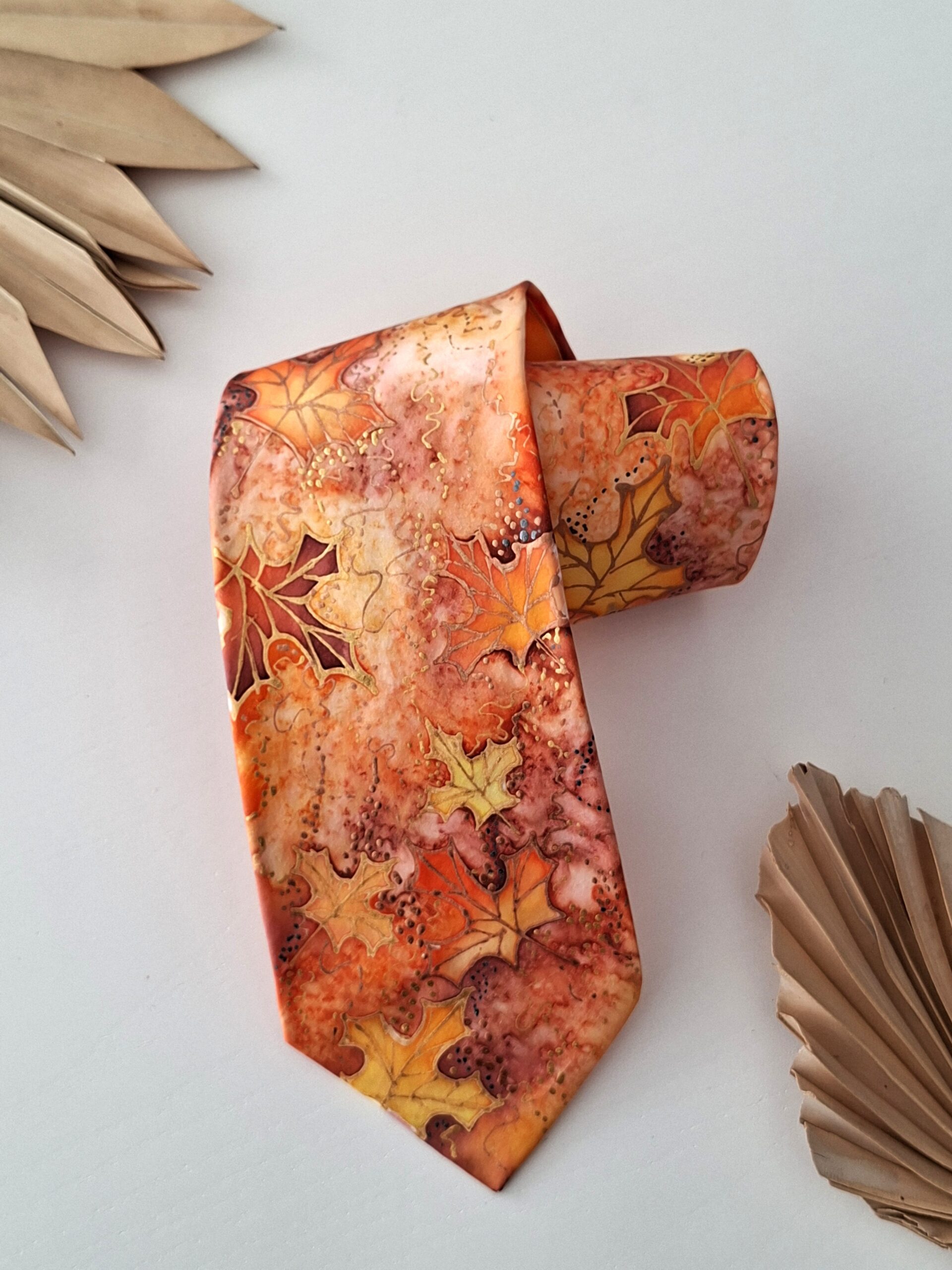 Orange Maple Leaves Tie - Image 3