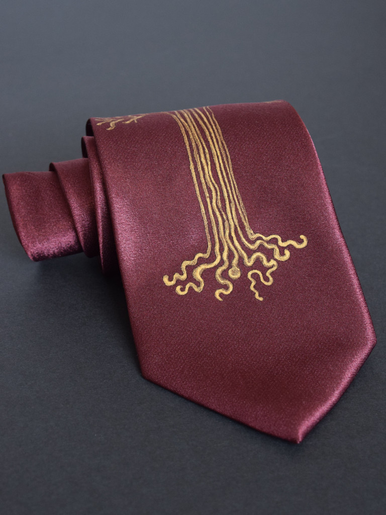 Maroon Gold Tree Tie
