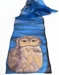 Blue Owl Chiffon Scarf