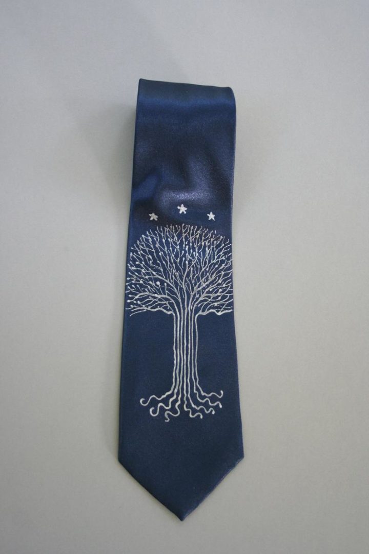 Blue White Star Tree Tie