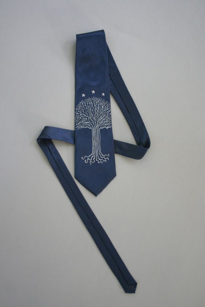 Blue, White Star Tree Tie