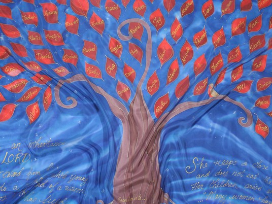 Hand Painted Family Tree Scarf