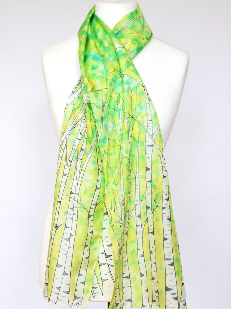 Green Birch silk scarves