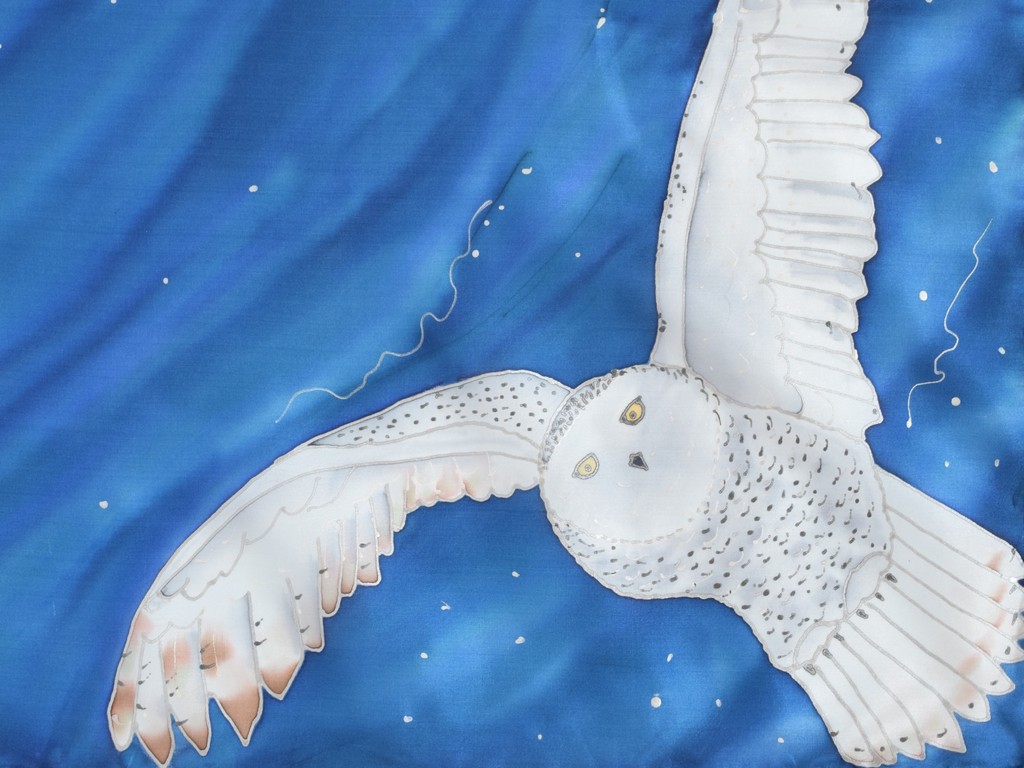 Snowy Owl Blue Scarf