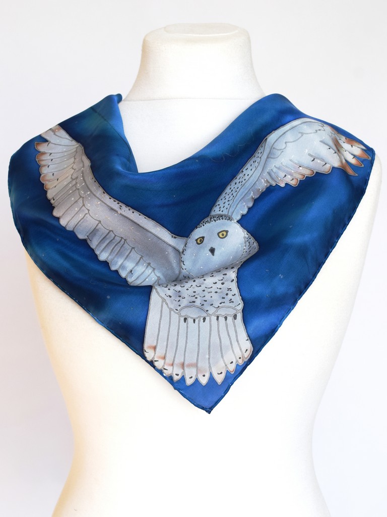 Snowy Owl Blue Scarf