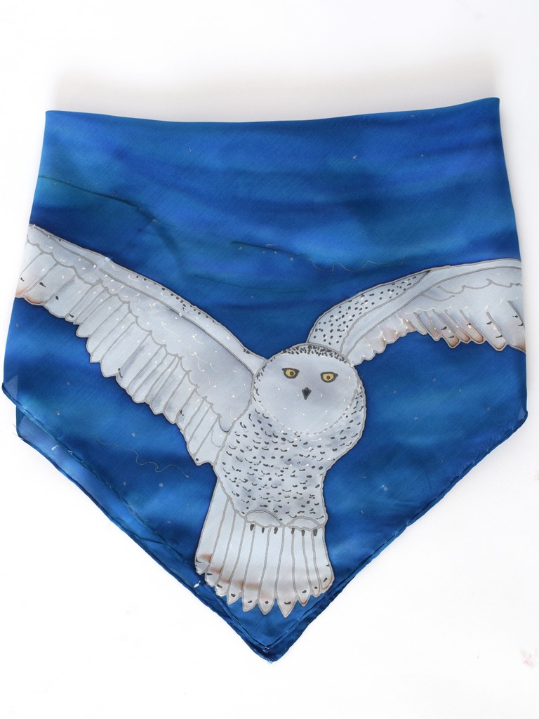 Snowy Owl Blue Scarf