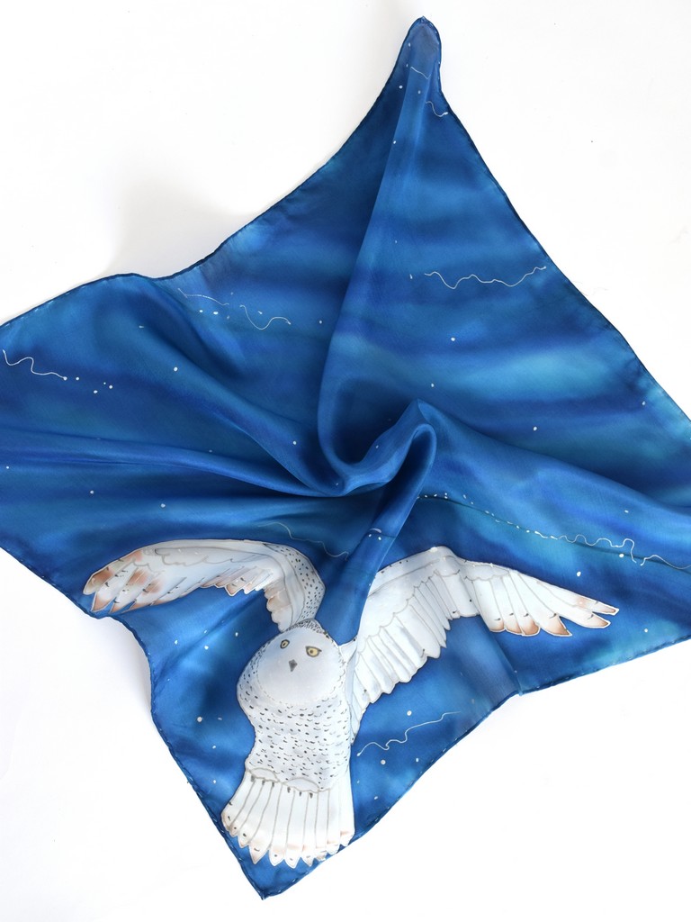 Snowy Owl Blue Scarf