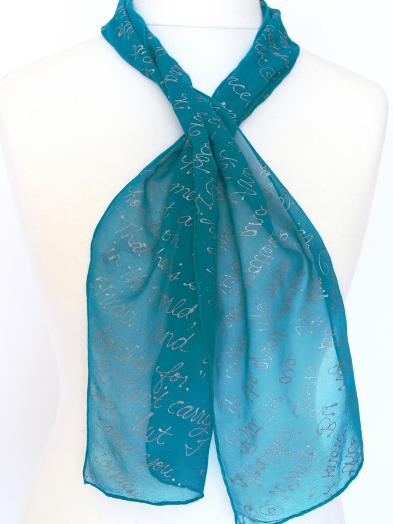 Teal LOTR Book Scarf twisted
