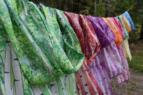 Pink Birch Batik Silk Scarf