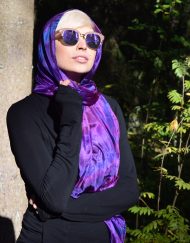Purple silk scarf, head scarf