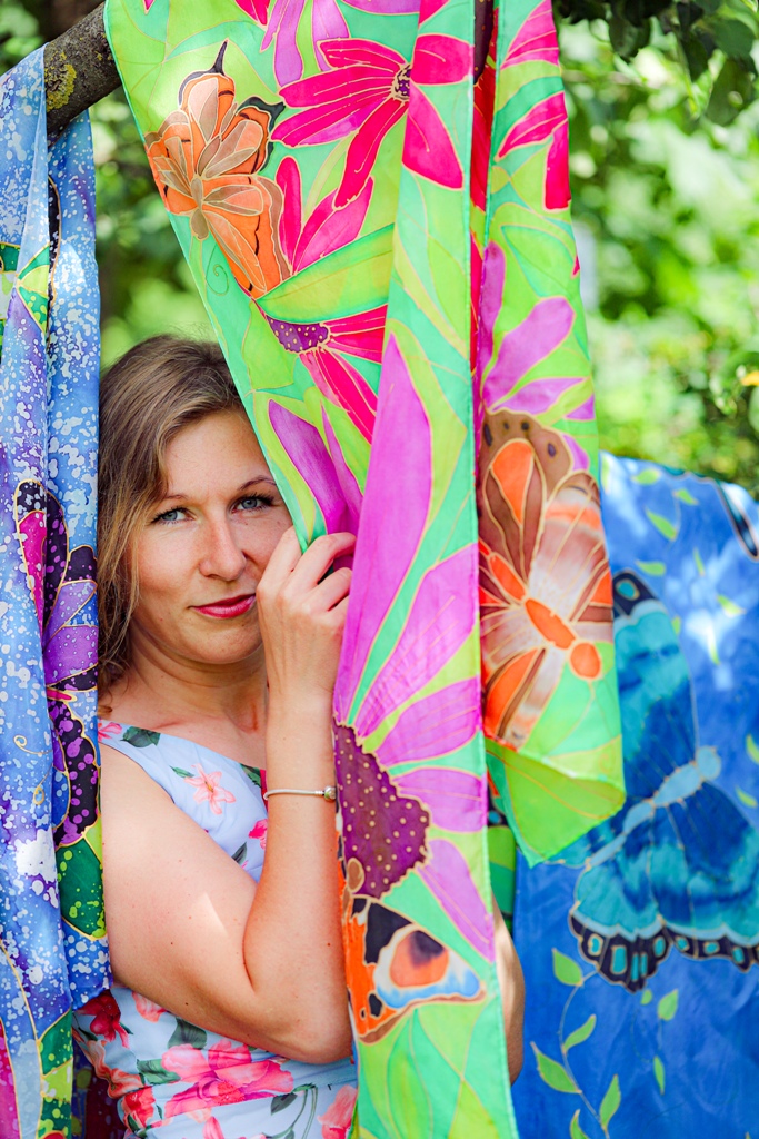 Butterfly Floral Green Scarf