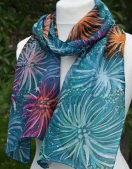 Teal Green Floral Scarf