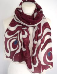 Maroon Peacock Feather Scarf