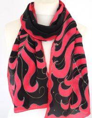Red Black Feather Scarf