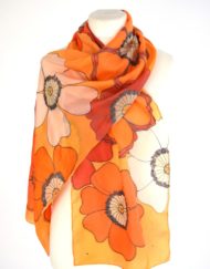 Floral Orange Silk Scarf