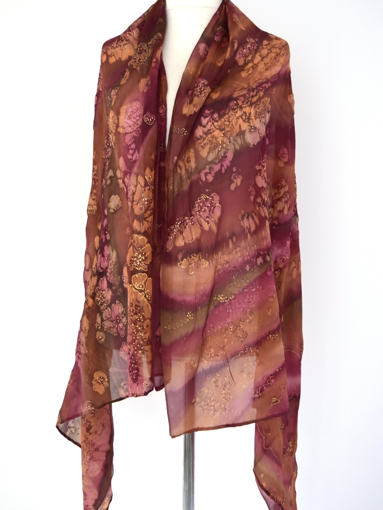 Maroon Terracotta Silk Wrap