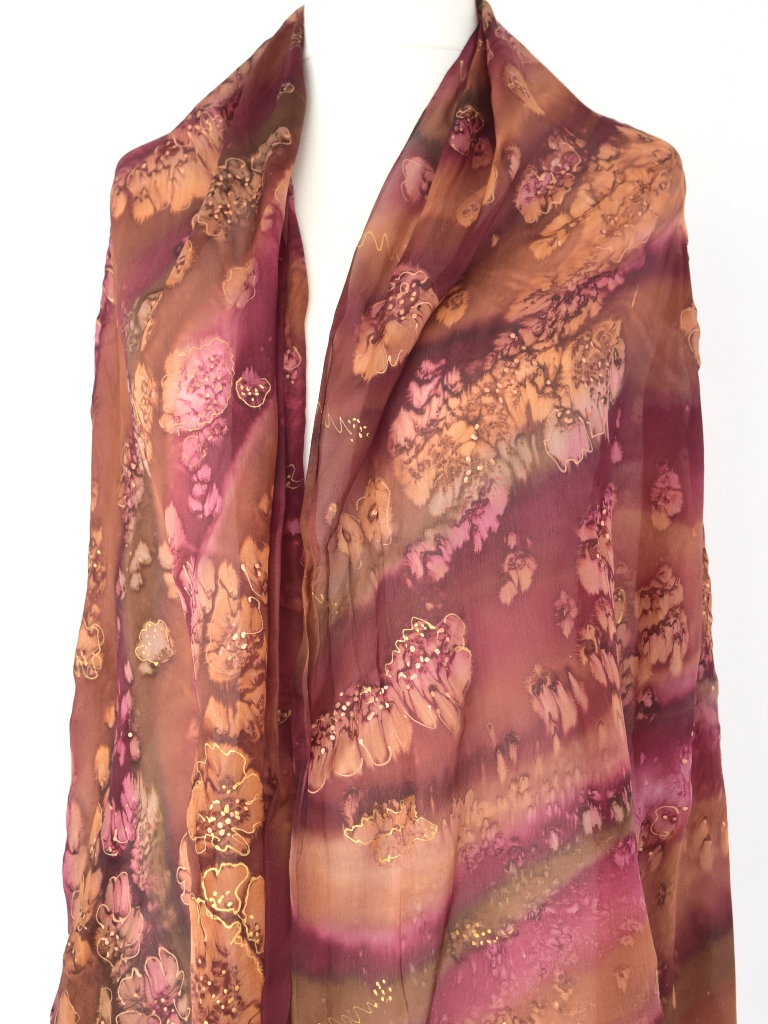Maroon Terracotta Silk Wrap