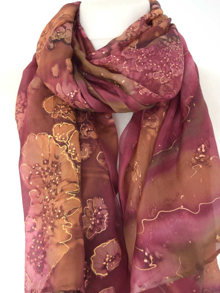 Maroon Terracotta Silk Wrap