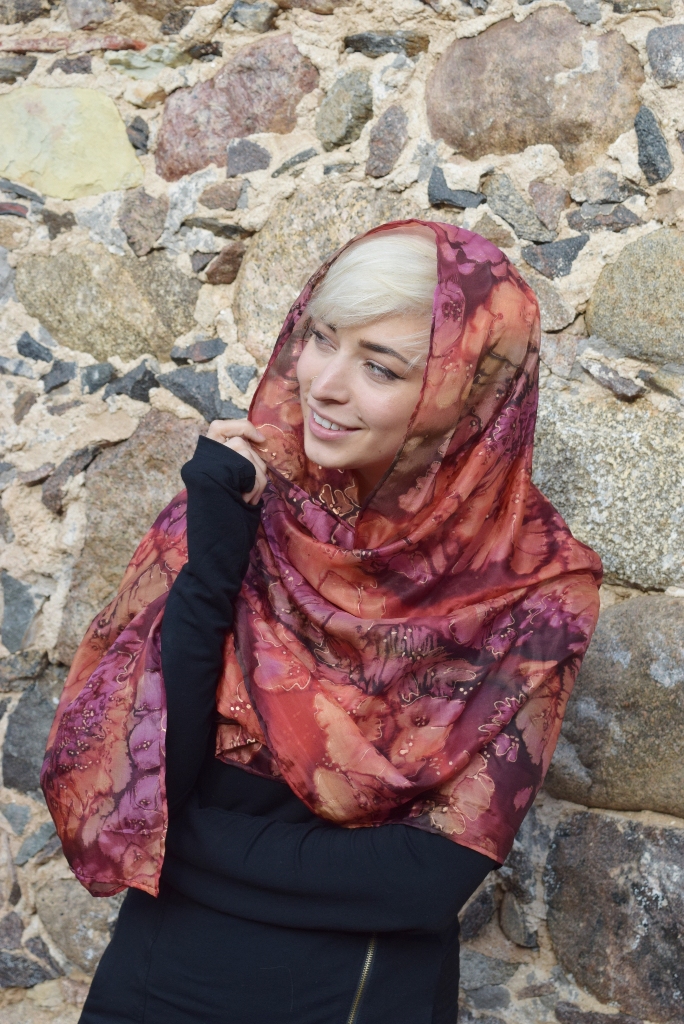 Maroon Terracotta Silk Wrap