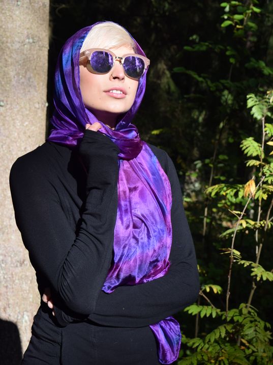 Purple Scarf, hand dyed silk scarf