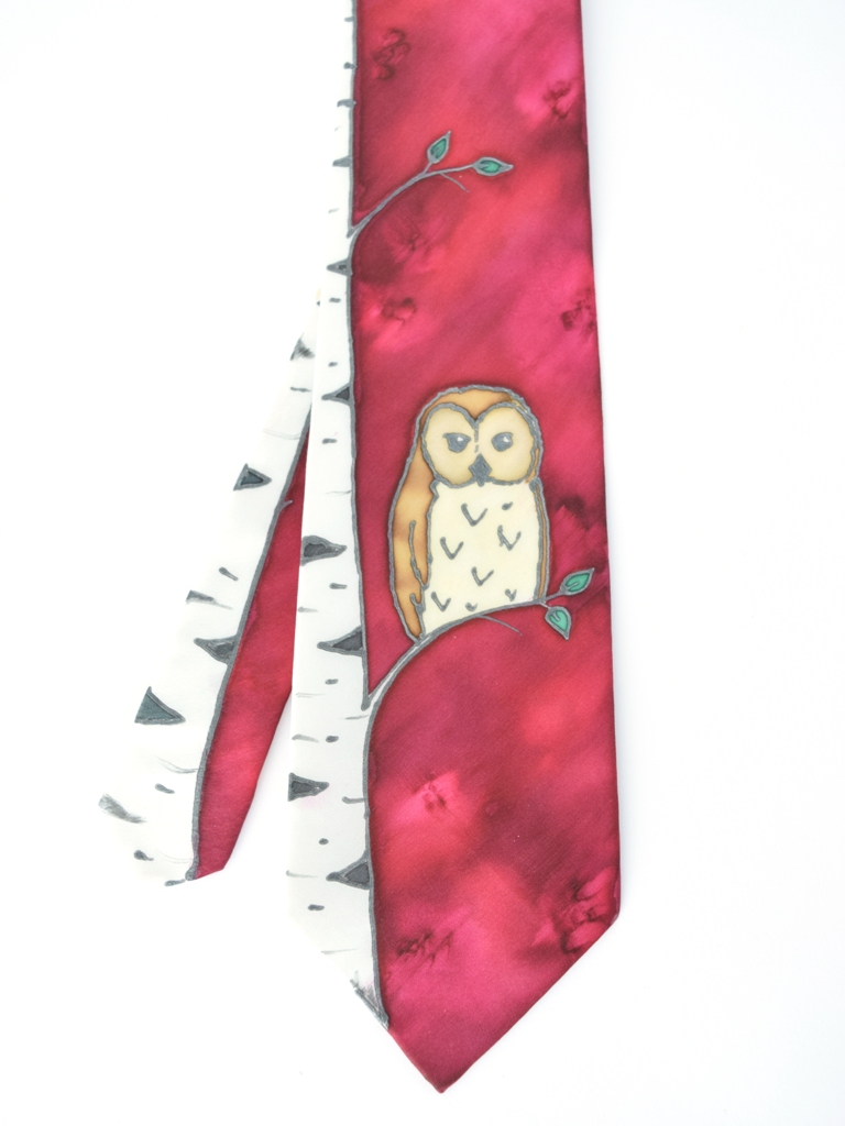 White Birch Owl Tie