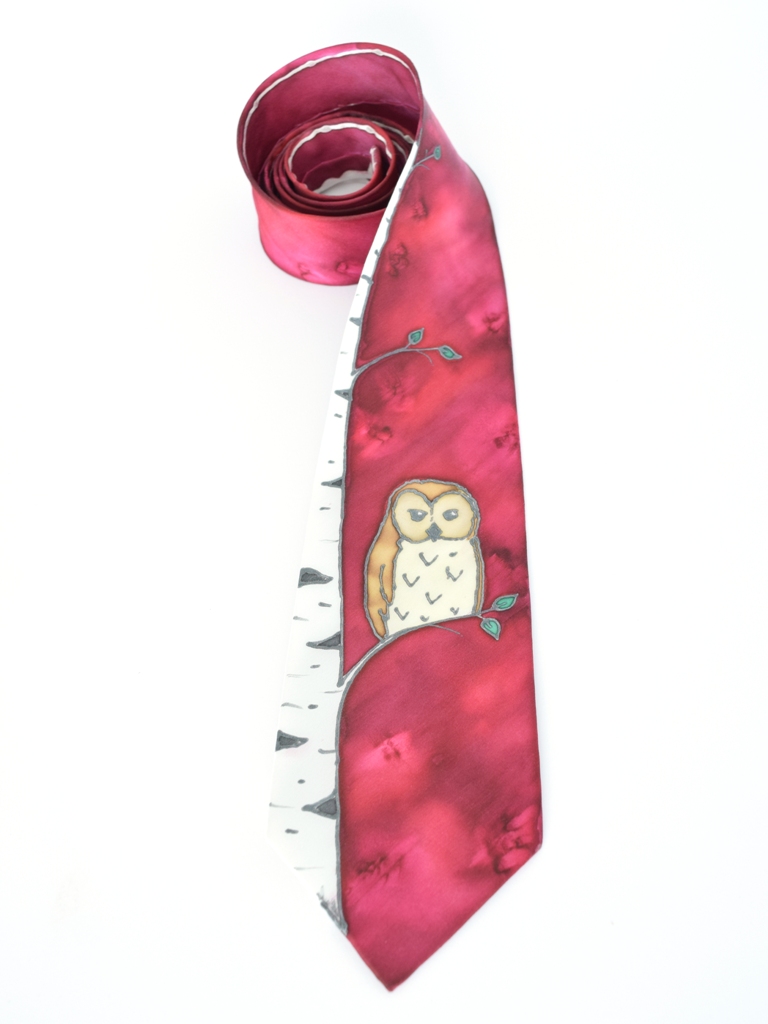 Whtie Birch Owl Tie