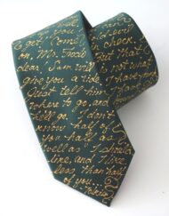 Dark Green book quote tie, LOTR Book Tie