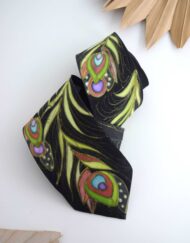Peacock feathers black necktie